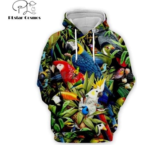 PLstar Cosmos Parrot Fashion Male/Female hoodies animal 3d Print Sweatshirt streetwear Zip Hoodies Harajuku Couple Clothing