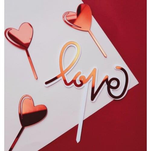 Wedding Cake Topper Set Love Hearts Cake Toppers Anniversary Valentines Day Wedding Party Favors Cake Decorating Tools