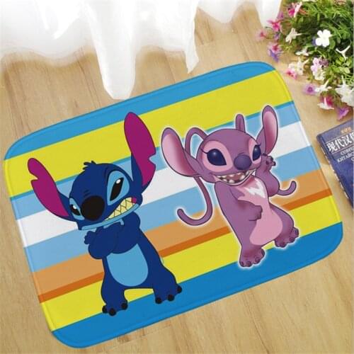 60x40cm Stitch Welcome Doormat Outdoor Carpet Absorbent Bathroom Floor Mats Kitchen Rug Non-slip Rug Baby Play Mat