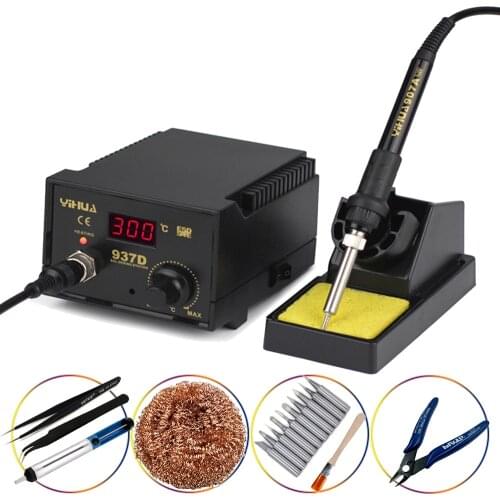 YIHUA 937D High Quality Temperature Control Digital Soldering Station Rework Stations 110V/220V 45W Pluggable Hot Air Gun