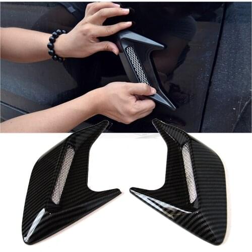 2 Pcs Car Styling Carbon Fibre Car Shark Gills Emulation Vent Side Air Inlet Hood Decoration Auto Modification Accessories