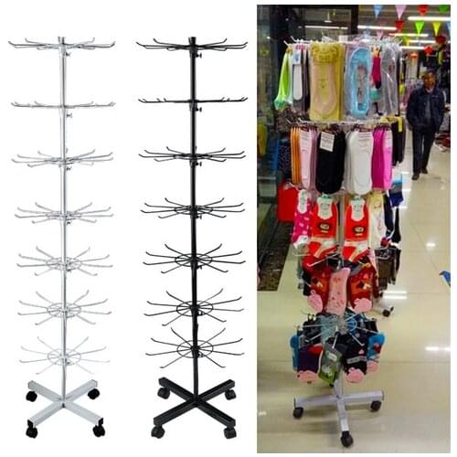 7 Tiers 70 Hooks Rotating Rack Socks Hat Cap Display Stand Hanger Wig Scarves Bracelet Pendant Storage Holder Shelf Rack Shelves