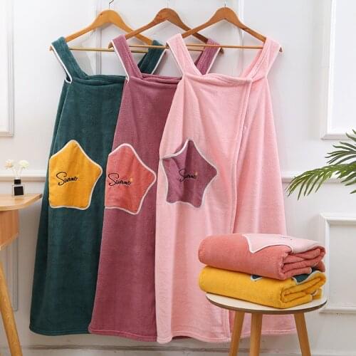 Wearable Microfiber Bathrobe Woman Shower Female Soft Bath Towel for Adults Lady Home Textiles Bath and Sauna Towels Bathroom