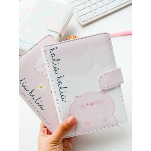 Magnetic Button Book Cute Girl Heart Cartoon Notebook Color Pages Illustration Grid Lattice Code Book Handbook