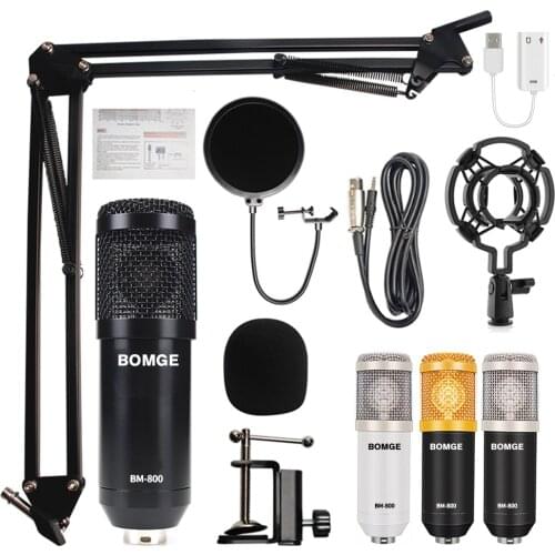 Bm 800 professional condenser microphone mic studio microphone for gaming pc computer karaoke kit bm-800 bm800 V8 sound card