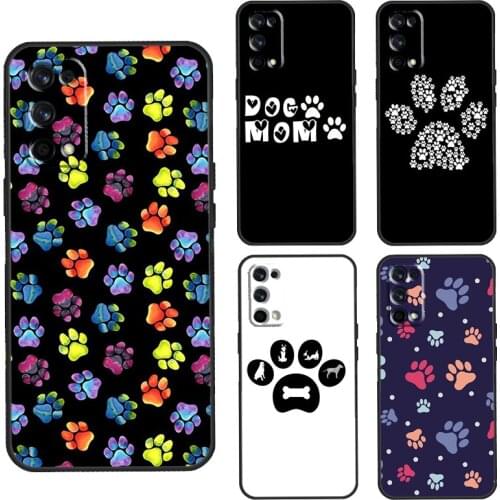 Dog foot print Paw Colorful Pattern Case For OnePlus 8T 7T 6T Nord 8 7 Pro Cover For Realme 7 6 Pro C3 Q2 X7 X50 Pro Coque