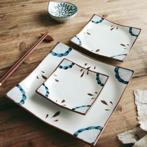 FANCITY Japanese retro creative hand-painted ceramic household fruit plate dish restaurant steak plate western food plate