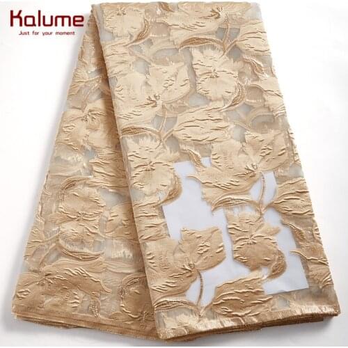 Kalume French Jacquard Lace Fabric Stunning African Gilding Lace Fabric Brocade Bridal Material For Nigerian Wedding Party F2392