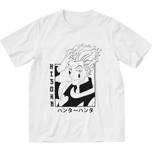 Mens Hisoka Morow T-Shirt Graphic Hunter X Hunter HXH Tshirt Short Sleeve Hip Hop T Shirt Homme 100% Cotton Tee Top Gift Idea