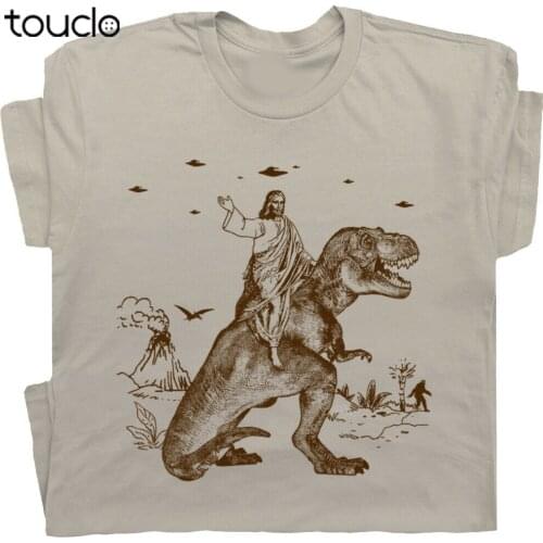 Jesus Riding Dinosaur T Shirt Funny T Shirt Offensive Vintage Men Women Novelty