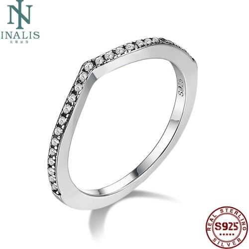 INALIS Romantic Water Drop 925 Sterling Silver Rings For Women Shiny 5A Clear Cubic Zirconia Simple Ring Wedding Fine Jewelry