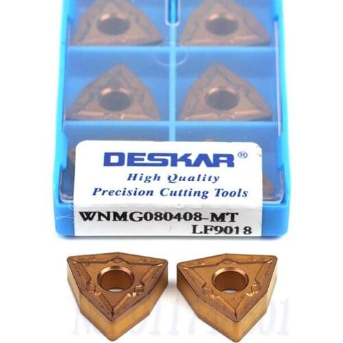 10PCS Carbide Insert WNMG080404-MT WNMG080408-MT WNMG080412-MT LF9018 CNC Lathe Tool External Turning Blade, Steel Turning Tool