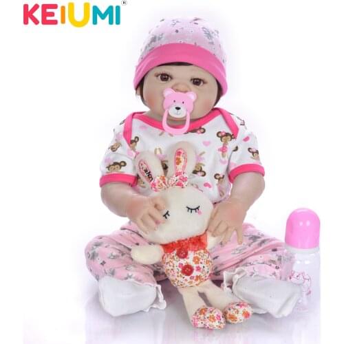 KEIUMI Lovely Full Silicone Vinyl Reborn Baby Dolls Waterproof 23 inch Lifelike Monkey Reborn Menina Toddler for kids Gifts