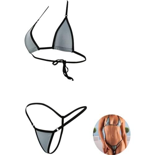 Extreme Sexy Micro Bikini Brazilian Triangle Swimwear Set Low Waist Women Two Piece Swim Suit Bathing Beachwear Erotic Lingerie