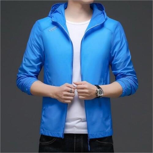 2021 New Spring Autumn Men Zipper Casual Solid Hooded Jacket Fashion Mens Outwear Slim Fit windbreaker