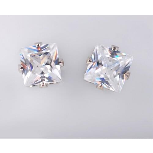 AAA Grade Square Cut White Clear Cubic Zirconia Stone With Claw Flatback Base Sewing For Woman Jewelry Dress Making DIY