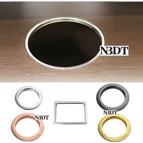 Rectangle Round Open Stainless Steel Countertop Desktop Benchtop Waste Trash Chute Grommet Brushed Polished