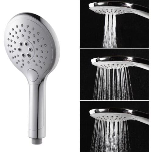 Bathroom Handheld Rainfall Shower Head 3 Modes Button ABS Plastic Adjustable Water Saving Shower Head Spray Massage Single Head