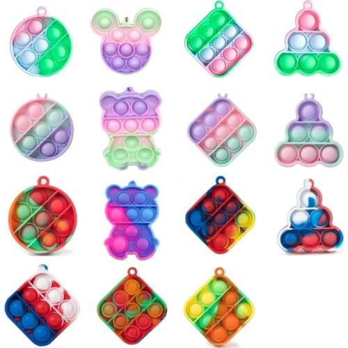 Mini pops simple dimple its keychain fidget toy anti stress relief push bubble anxiety sensory autism adhd children women men
