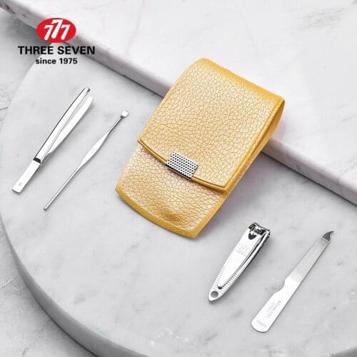 THREE SEVEN/777 Portable Nail Clippers Set Earpick/Nail file/ Eyebrow clip 4 in 1 Nail Art & Tools Kits Yellow Style