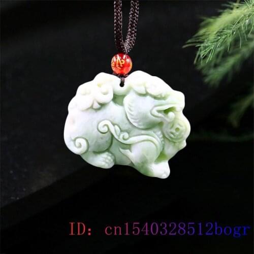 Jade Pixiu Pendant Accessories Women Gifts Amulet Fashion Carved Natural Charm Tiger Necklace Jewelry Chinese