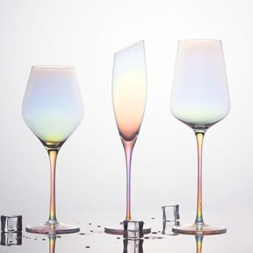 New Rainbow glass wine Cup Crystal Goblet Red Wine Champagne Glasses Color Wine Glass Home wedding Party Drinkware