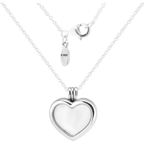 Floating Hear Locket Necklaces and Pendants 100% 925 Sterling Silver Fine Jewelry For Women Free Shipping 13N033