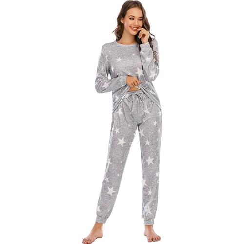 Pajamas for women oneies wholesale Casual Leopard Print Homewear Female Pyjamas Long Pants Sleepwear Home Suit Female Pajamas
