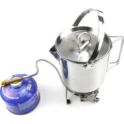 Outdoor 1.2L Stainless Steel Kettle Picnic Camping Hanging Pot Portable Coffee Pot Teapot Camping Cooker for Hiking Camping Trip