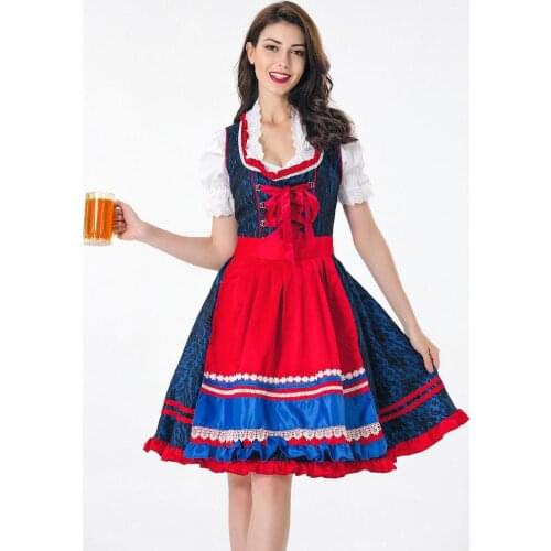 Festival Party Beer Maid Dirndl Fancy Dress Adult Cosplay Sexy Oktoberfest Costume Women German Bavarian Costumes For Halloween