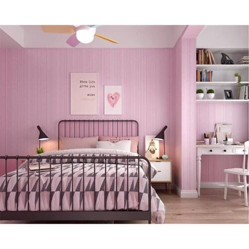Beibehang Modern minimalist vertical stripes nonwoven papel de parede wallpaper warm pink bedroom living room hotel background