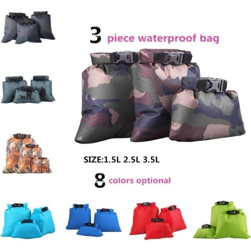LumiParty 3pcs/set 1.5/2.5/3.5 L Coated Waterproof Dry Upstream Bag Storage Pouch Rafting Canoeing Boating Hiking Dry Bag
