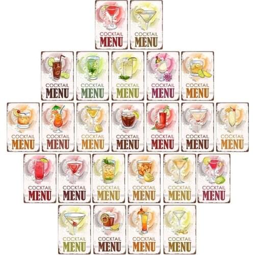 Sweety Foods Drinks Cocktail Menu Metal Tin Signs Poster Pub Bar Club Art Beautiful Wall Decor Vintage Plaque Tin Painting
