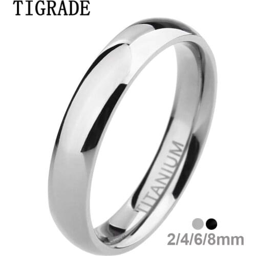 TIGRADE 2/4/6/8mm Mens Wedding Band Polished Women Titanium Simple Engagement Classic Rings Black Silver Color Lady anel 3-15