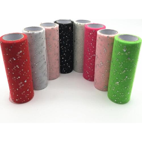 9m 15cm Tulle Roll Spool Tutu Wedding Decoration Organza Laser Glitter Sequins Baby Shower Table Runners Crafts Party Supplies