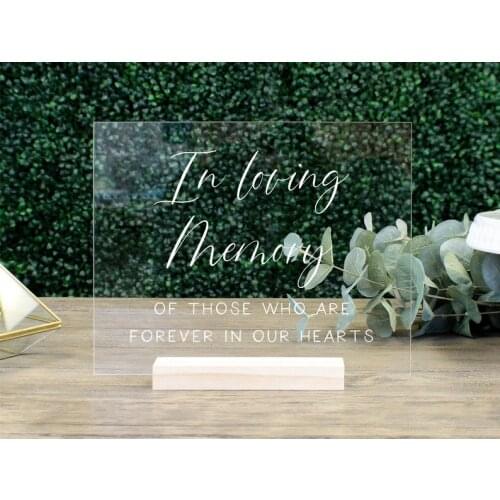 In Loving Memory Wedding Sign, Memorial Table Sign Clear Acrylic Wedding Sign Calligraphy