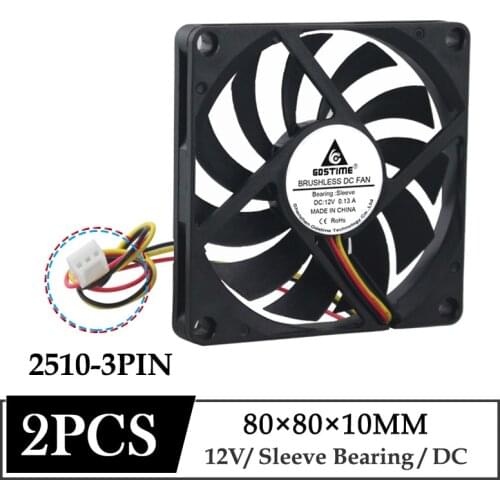 2Pcs Gdstime 12V 80mm 80mmx10mm DC 3PIN FG Function Axial Cooler Computer Case Cooling Fan 8cm 8010 Laptop CPU Heatsink Fan