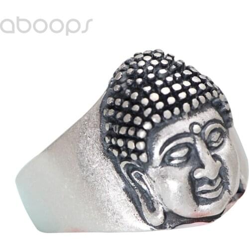 Vintage 990 Sterling Silver Buddha Head Ring for Men Women,Matte Finish,Size 7.5-10.5,Free Shipping