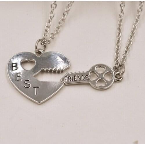 Vintage Silver Heart Key Best Friend Bicycle Crab leaves Pentacle Cross Anchor Choker Necklaces Pendant For Women Jewelry S289