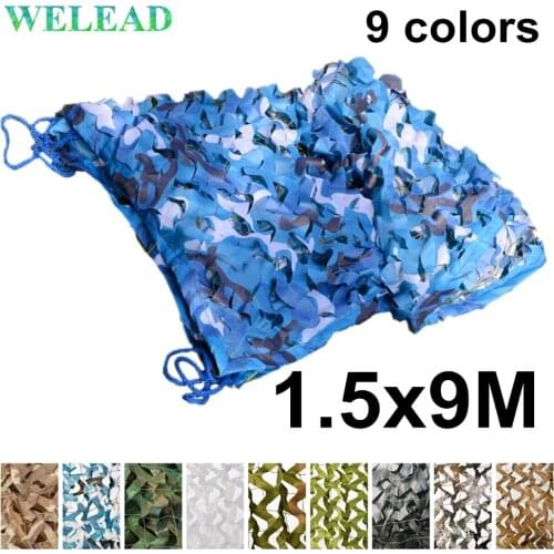 WELEAD 1.5x9M Reinforced Camouflage Military Blue Jungle Black White Army Hide Mesh Garden Shade Outdoor Awnings 1.5x9 1.5*9M