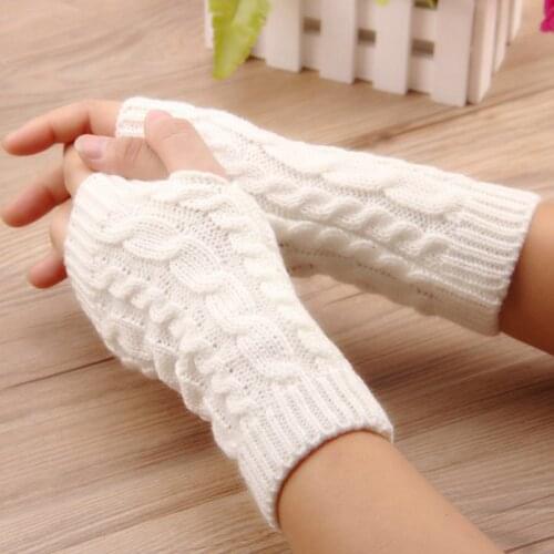 Women Stylish Hand Warmer Winter Gloves Arm Crochet Knitting Faux Wool Mitten Warm Fingerless Glove Gants Femme women gloves