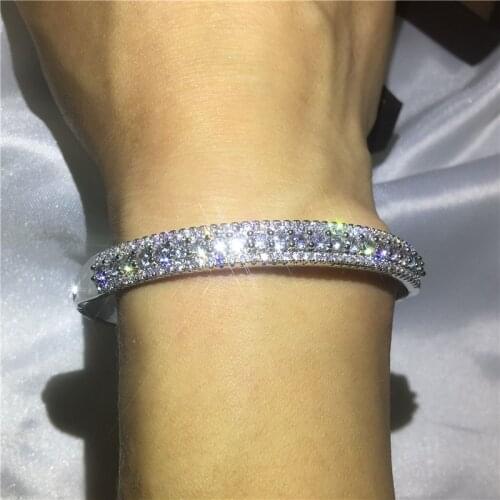 2018 Classic Bangle 5A cubic zirconia White Gold Filled Engagement Wedding Bangles Bracelets for women Bridal Jewelry B10