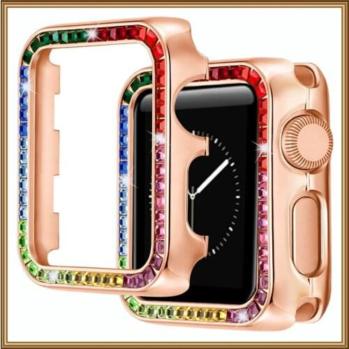 Womens Diamond Zircons Protective Cover for Apple Watch Series 6 SE 3 42/38mm Jewelry Case for IWatch 6 5 4 40/44mm Accessories