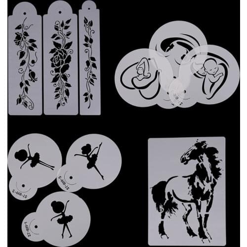 1PC/3PCS Cake Stencil Mould Tree Vine Leaves Mom Love Baby Mini Dancing Girls Horse Animal Border Lace Decor Icing Sugarcraft