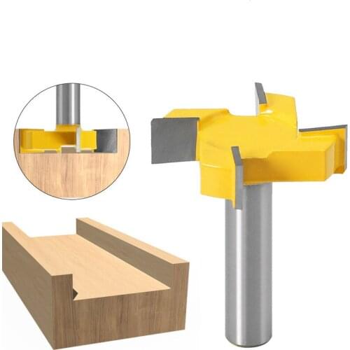 1PC 1/2"12mm Shank 4 Edge T Type Slotting Cutter Woodworking Tool Router Bits For Wood Industrial Grade Milling Cutter Slotting