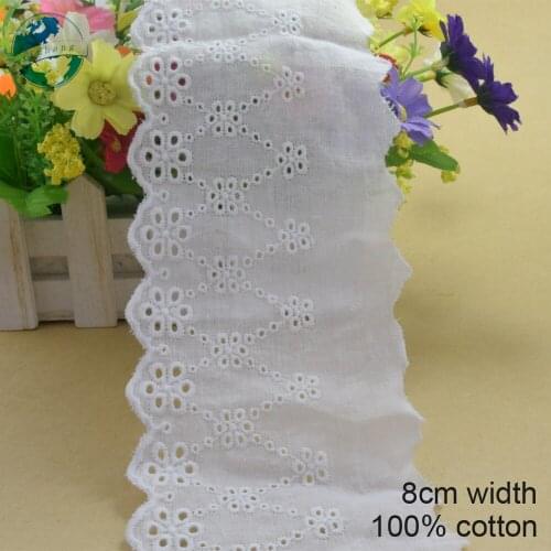 10yards 8cm white 100% cotton embroidery lace french lace ribbon fabric guipure diy trims warp knitting sewing Accessories#3074