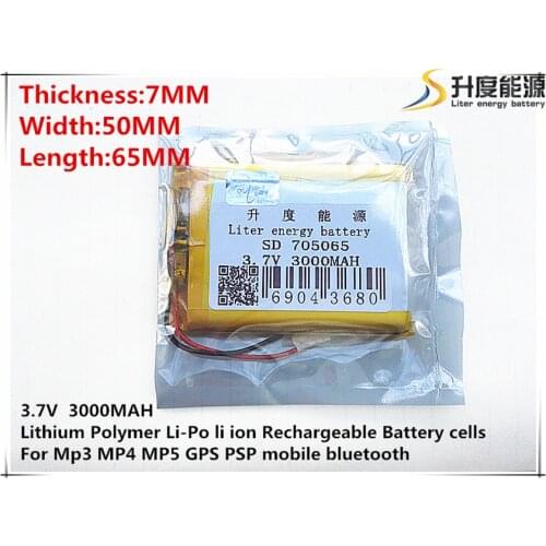 3.7V polymer lithium battery 705065 3000MAH mobile power Tablet PC GPS navigation