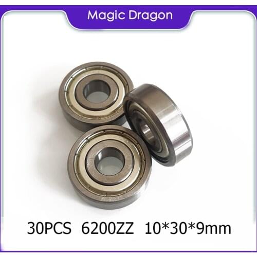 30pcs ABEC-5 6200ZZ 6200Z 6200 ZZ 6200-2z 10*30*9 mm Metal seal Mini Miniature High qualit deep groove ball bearing