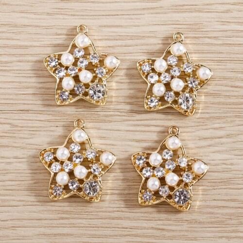 4PCS 19*22mm Lovely Crystal Star Charms Pendants for DIY Bracelet Necklace Earrings Women Handmade Craft Jewelry Making