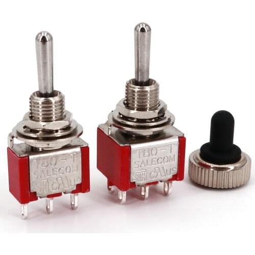 5Pcs SH T80-T Series Standard Lever Mini Toggle Switch 6.35mm Panel Mount 5A 125VAC